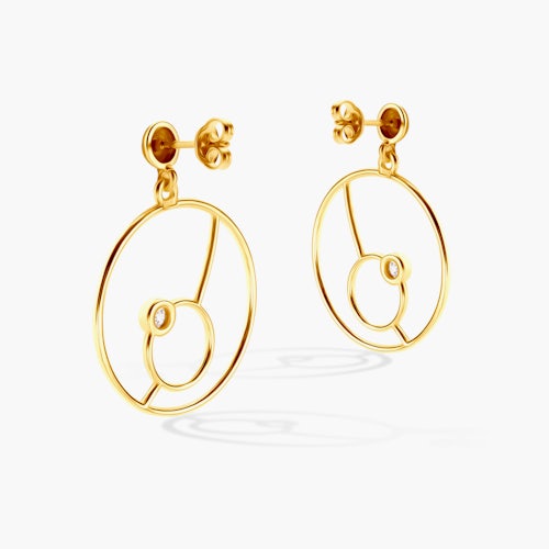 Kolczyki koła Savicki: srebrne pozłacane, cyrkonie